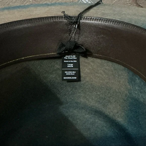 Goorin Bros The Dead Sea Fedora Hat Blue Tan NWT Size Large USA Made